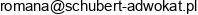 Kancelaria Adwokacka I Mediacyjna Adwokat Romana Schubert Email address
